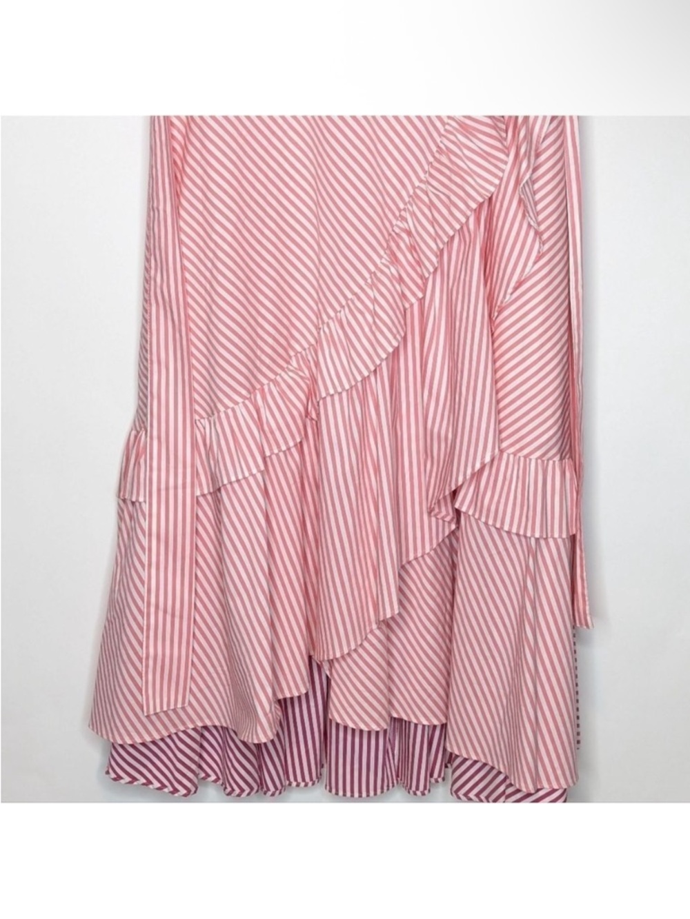 Anthropologie Maeve Penny Ruffled Pink Stripe Maxi Skirt Small - Picture 4 of 7